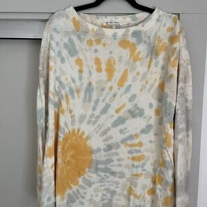 We The Free Cream and Gold Tie-Dye Top